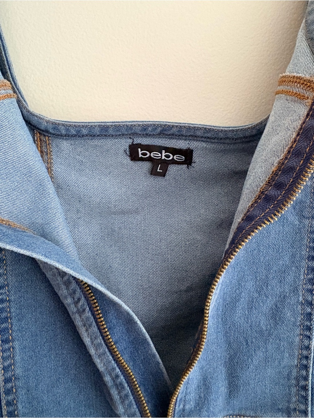 Denim Blue Zipper Front One-Piece - Picture 3 of 3